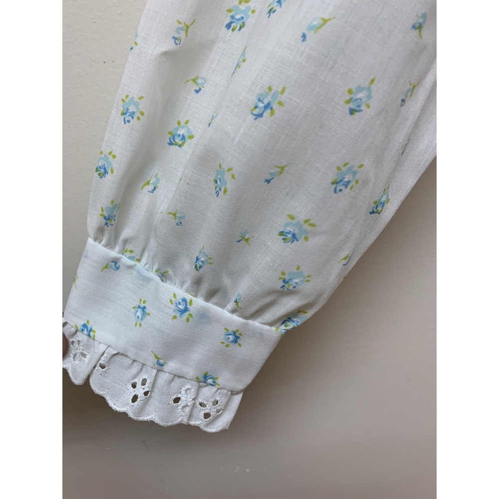 Vintage Najla New York Night Shirt Dainty Blue Floral Cotton Dacron M USA NOS - Picture 7 of 11